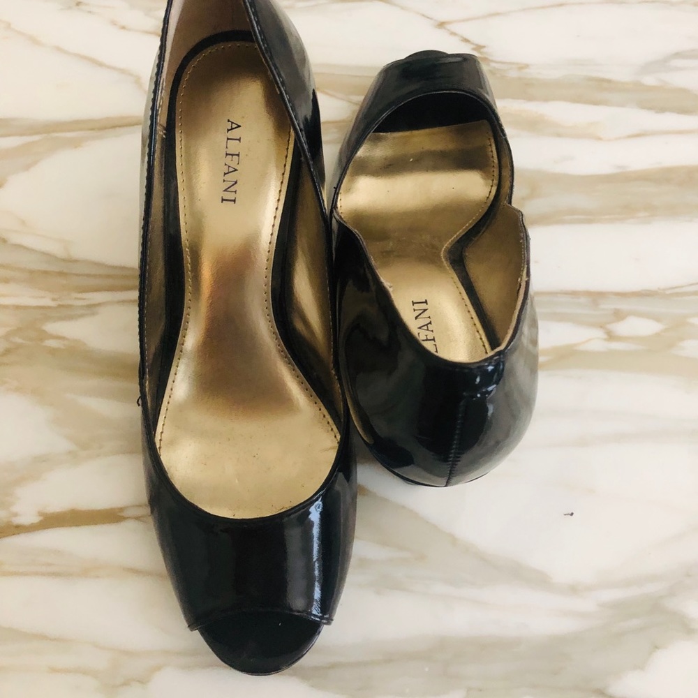 Alfani peep toe leather wedges